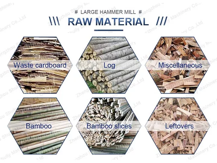 Materias primas procesadas por trituradora de madera de molino de martillos