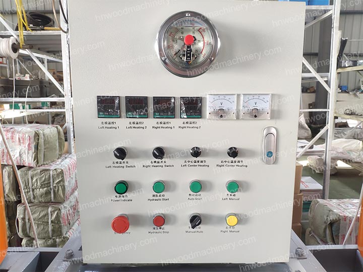 Control panel of the sawdust block maker