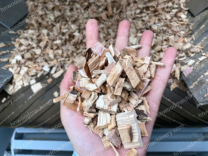 Wood chips produced by log chipper
